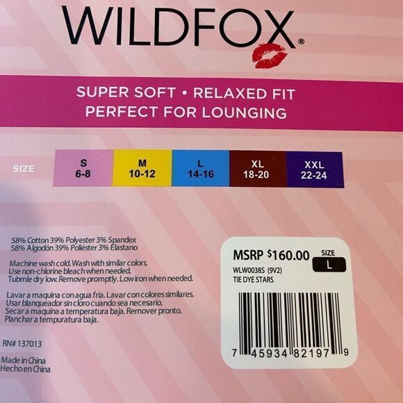 NWT Wildfox 2pc Tie Dye Stars Matching Long Sleeve Top and Shorts Lounge Set - Picture 8 of 8